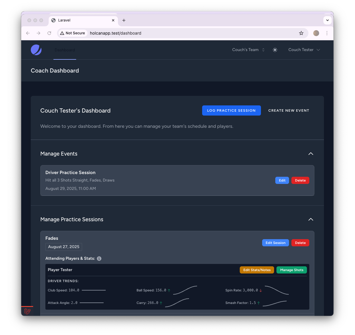 HolcanApp Dashboard Mockup