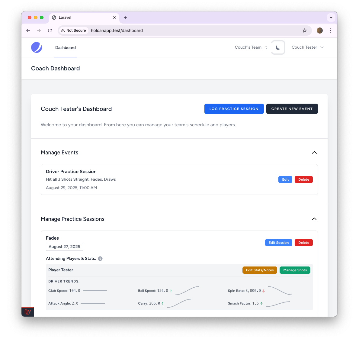 HolcanApp Dashboard Mockup