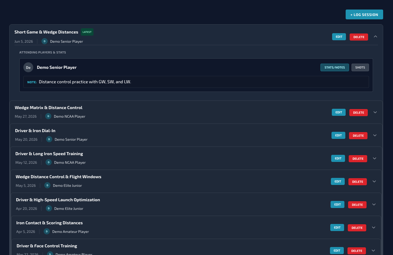 Practice Sessions screenshot